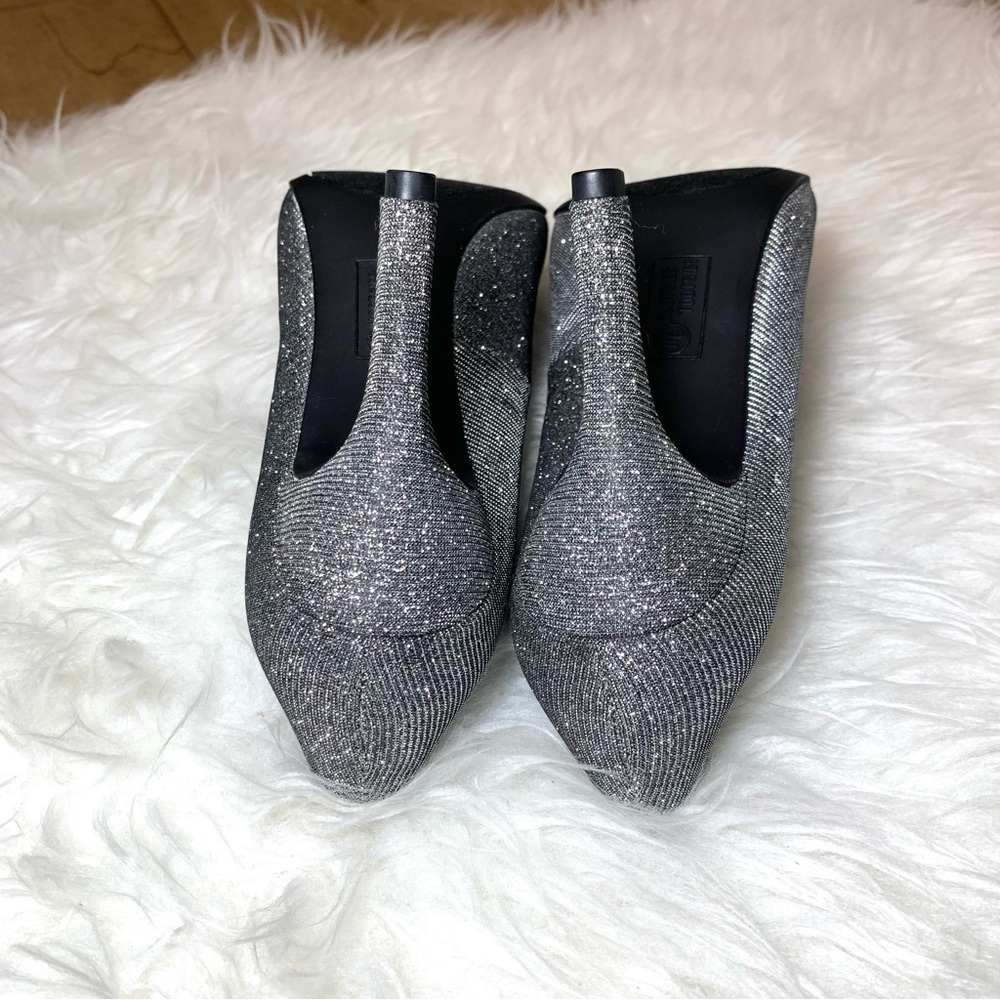 Sparkling Pewter Silver Glitter Pumps Metallic High Heel Party Shoes Formal NIB - Picture 9 of 10